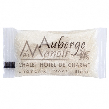 Coussinet personnalisé de sucre Transparent Sucre Roux AUBERGE DU MANOIR