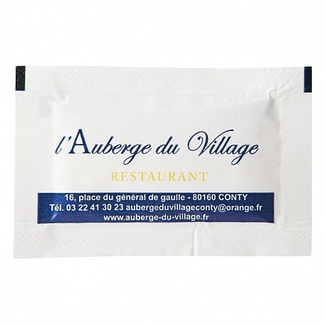 Sachet de sucre publicitaire personnalisé Sucre Blanc Bio 4g AUBERGE DU VILLAGE