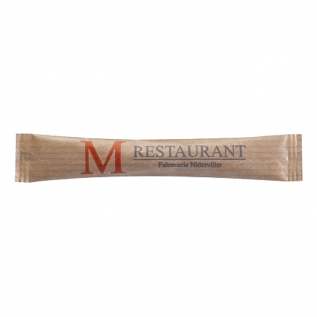 Stick de sucre en Papier Kraft Sucre Blanc 4g personnalisé RESTAURANT M