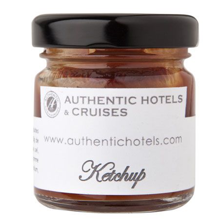 Pot en verre Ketchup 30g personnalisé AUTHENTIC HOTELS AND CRUISES