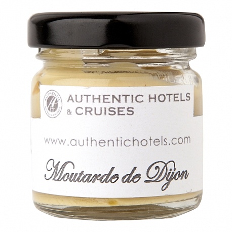 Pot en verre Moutarde de Dijon 30g personnalisé AUTHENTIC HOTELS AND CRUISES